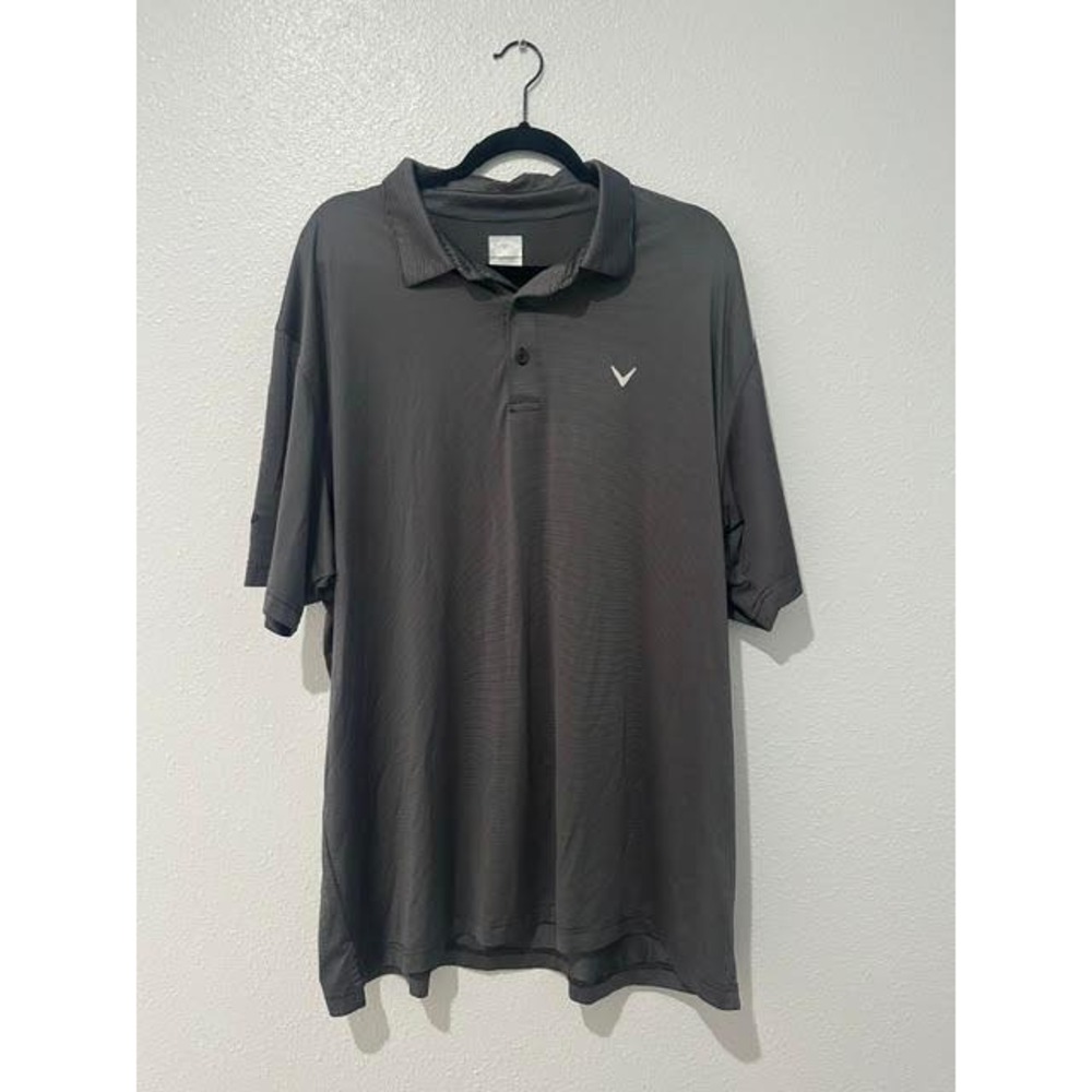 Callaway Mens XXL Gray Striped Short Sleeve Golf Polo Shirt Performance Chevron